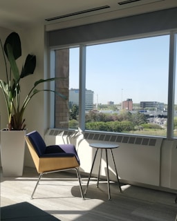 a chair and a table in a room