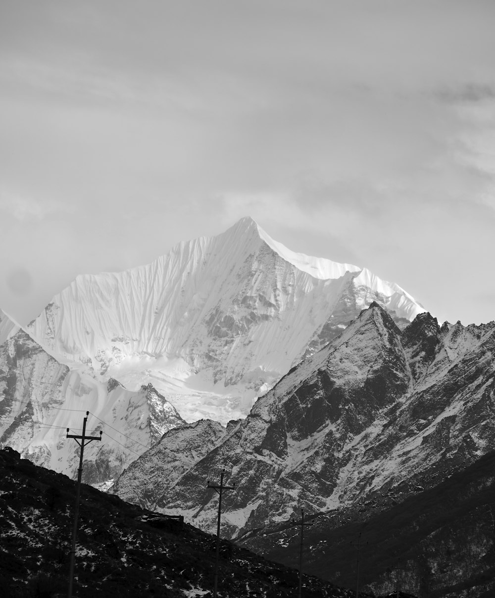 a black and white photo of a mountain