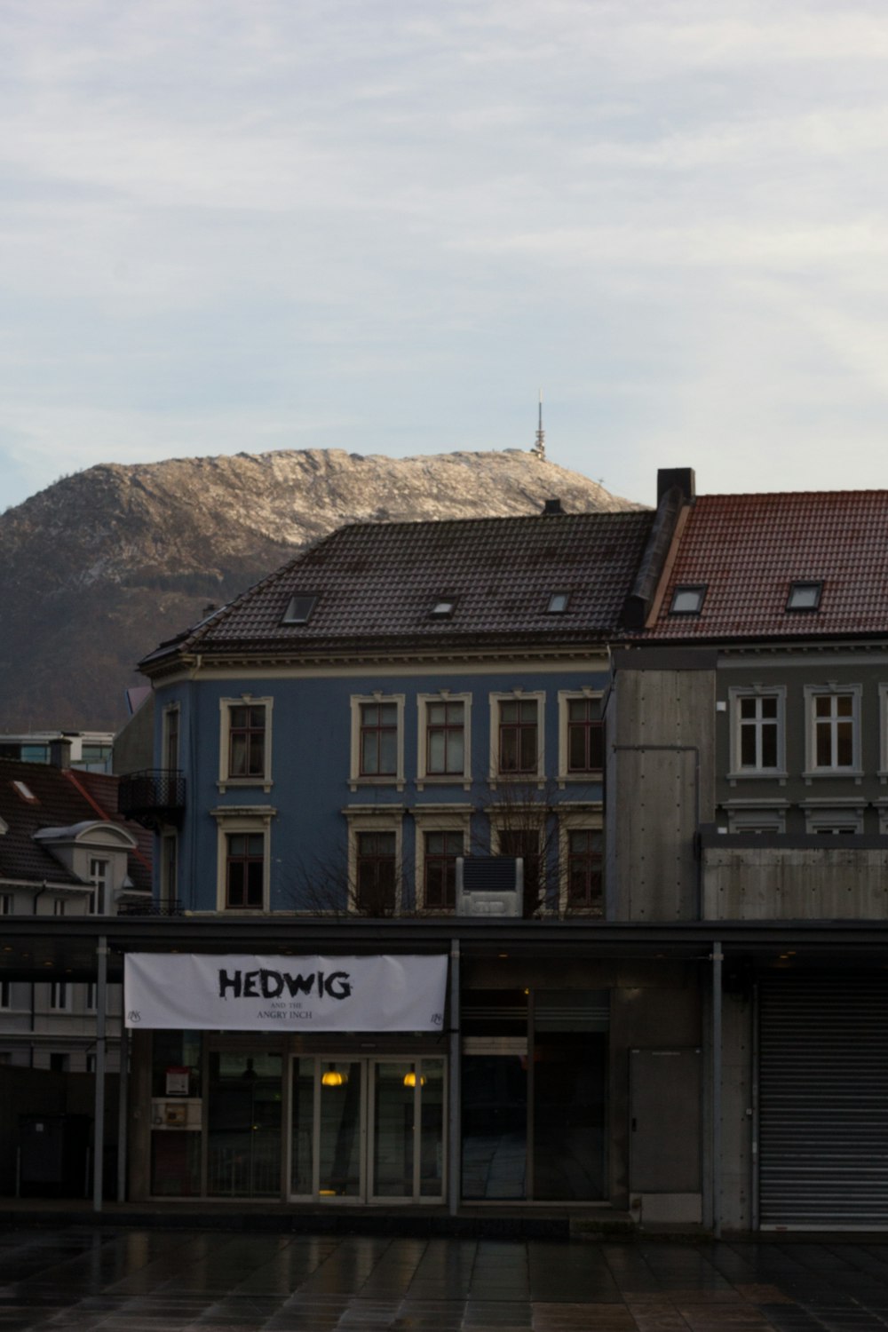 a building with a sign in front of it