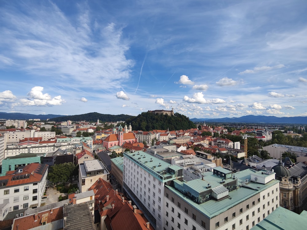 a view of a city from a tall building