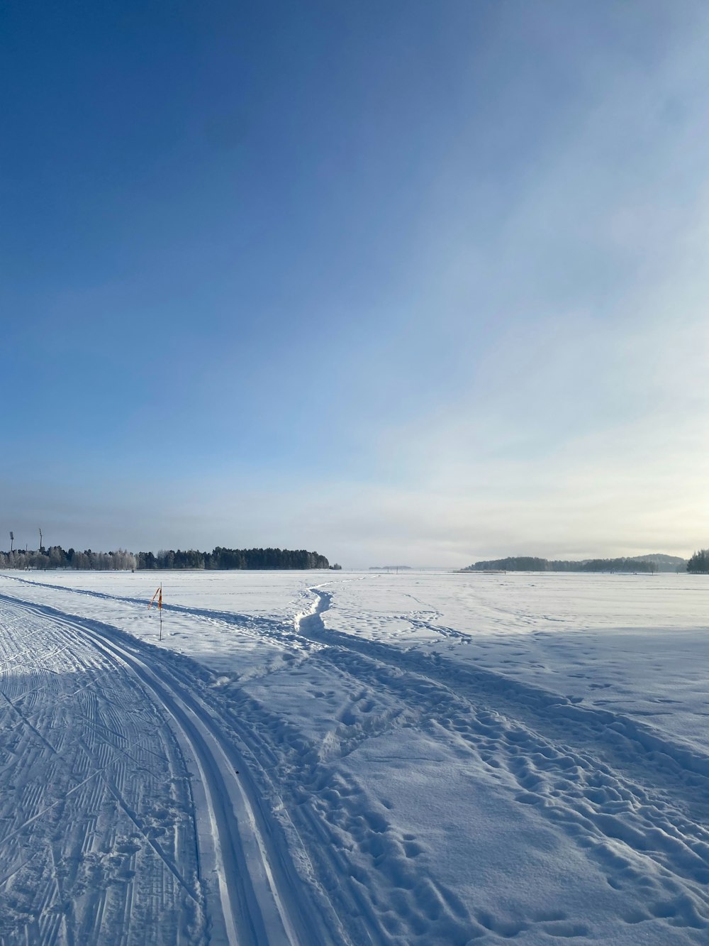 a person riding skis on a snowy surface