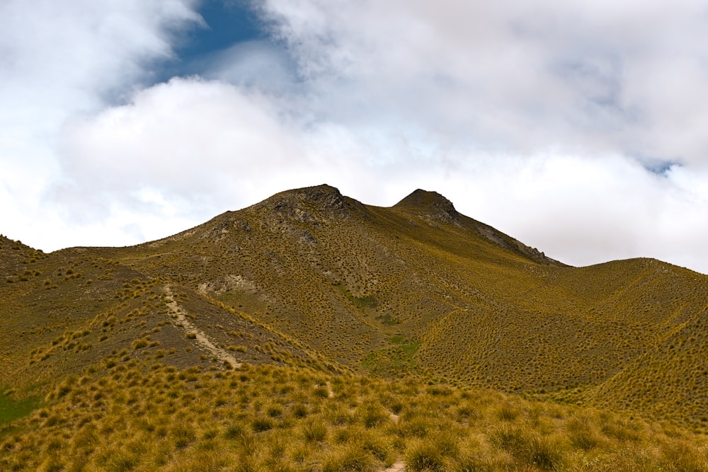 a mountain with a trail going through it