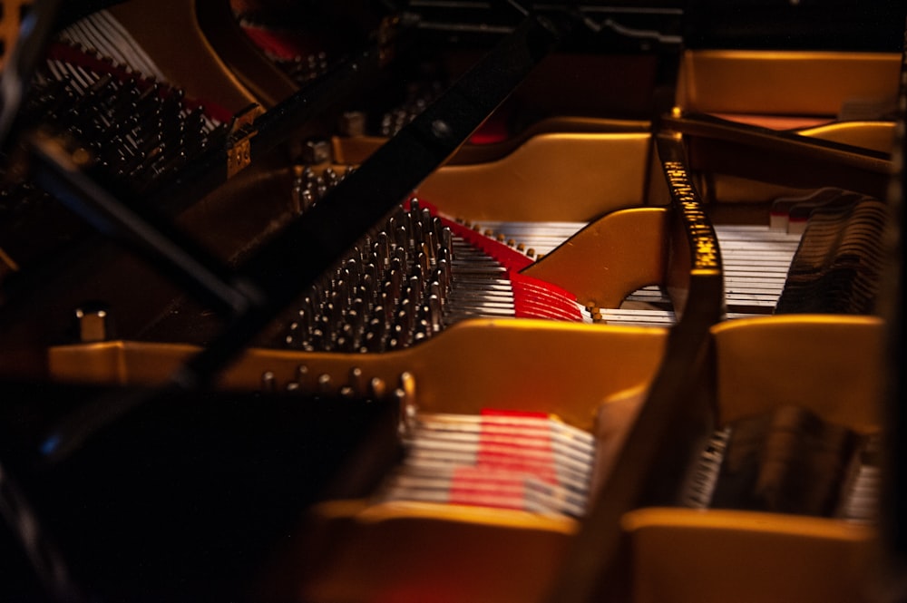 a close up of a piano in a room