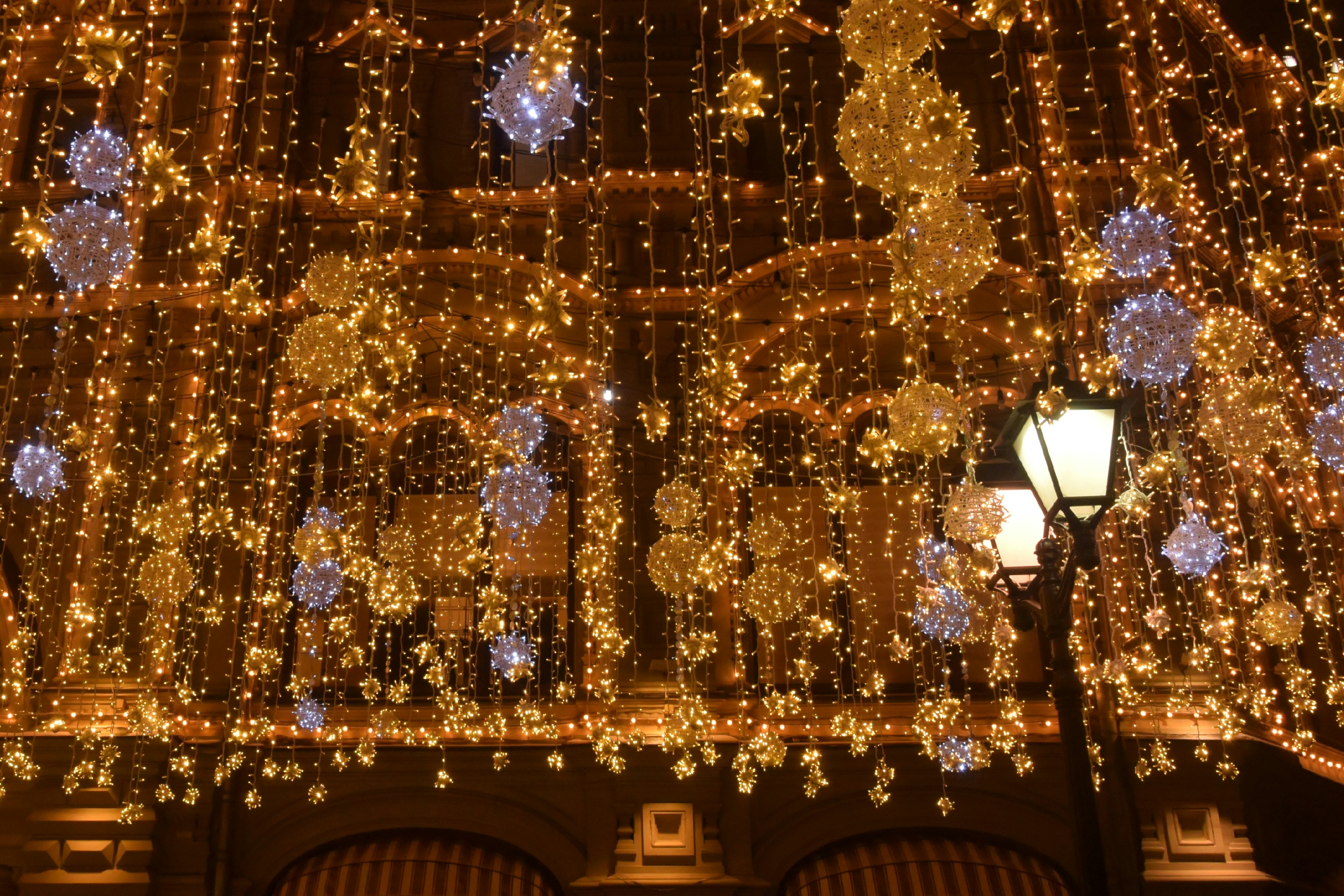 a building with a lot of lights on it