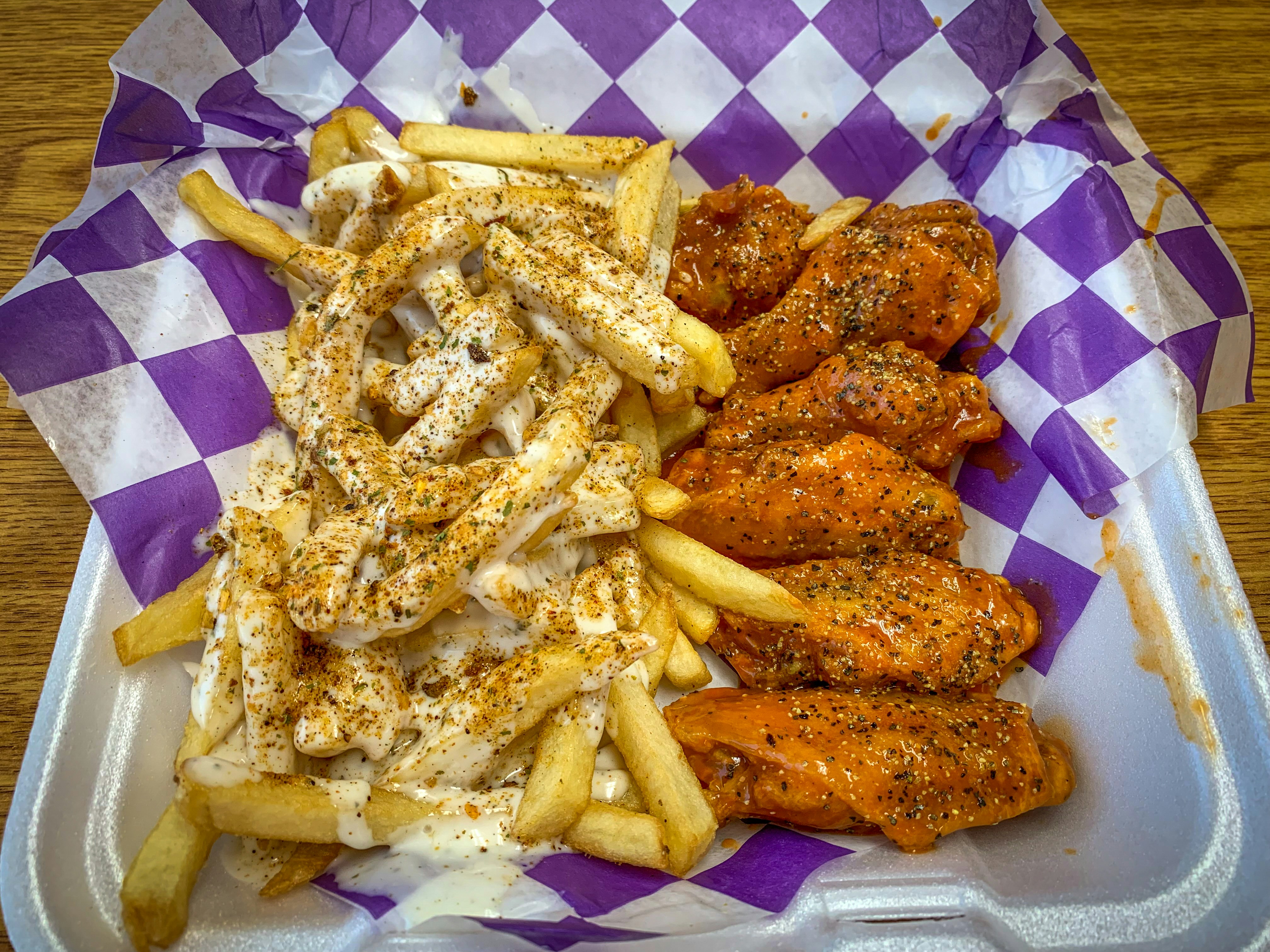 Air Fryer Lemon Pepper Chicken Wings & Fries