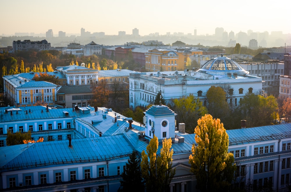 a view of a city from a tall building