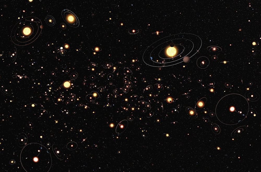 an image of a bunch of planets in the sky