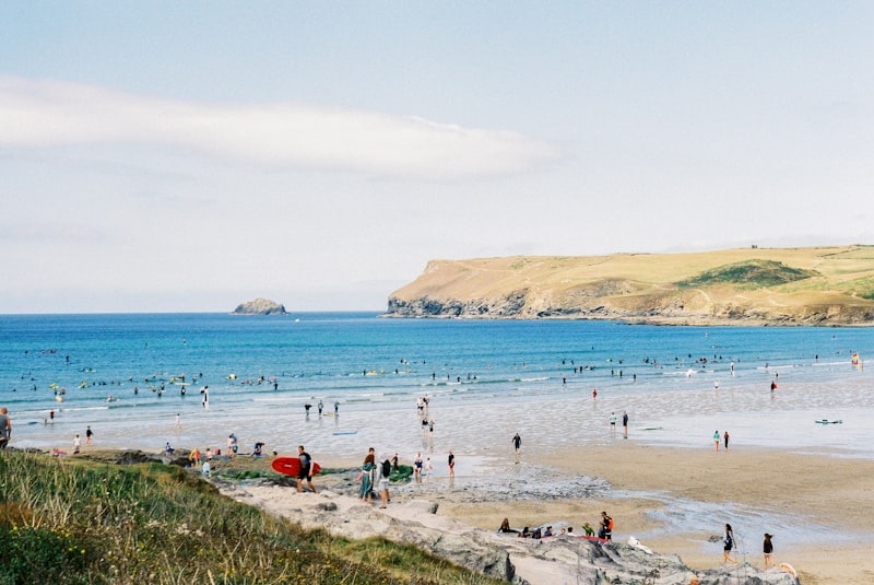 Wide gently shelving surf beach at Polzeath
