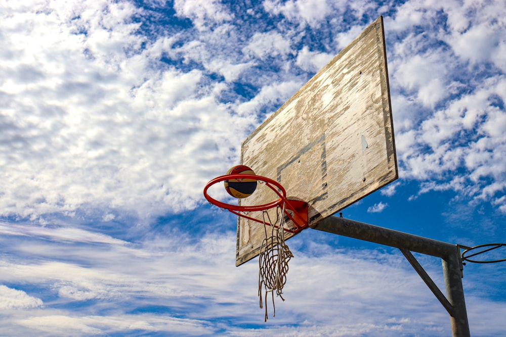 a basketball hoop with a basketball inside of it