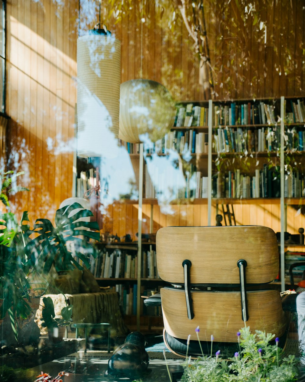 a room filled with lots of plants and books