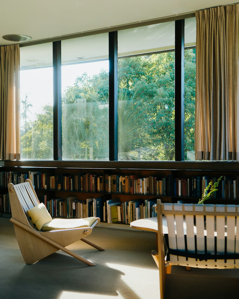 a chair and a table in a room