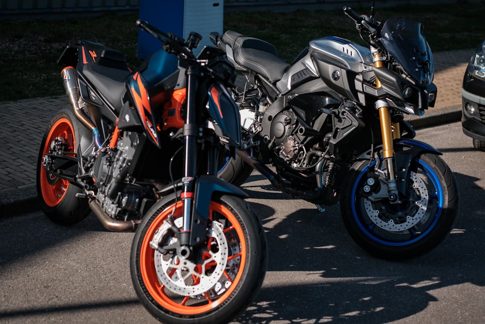 a couple of motorcycles parked next to each other