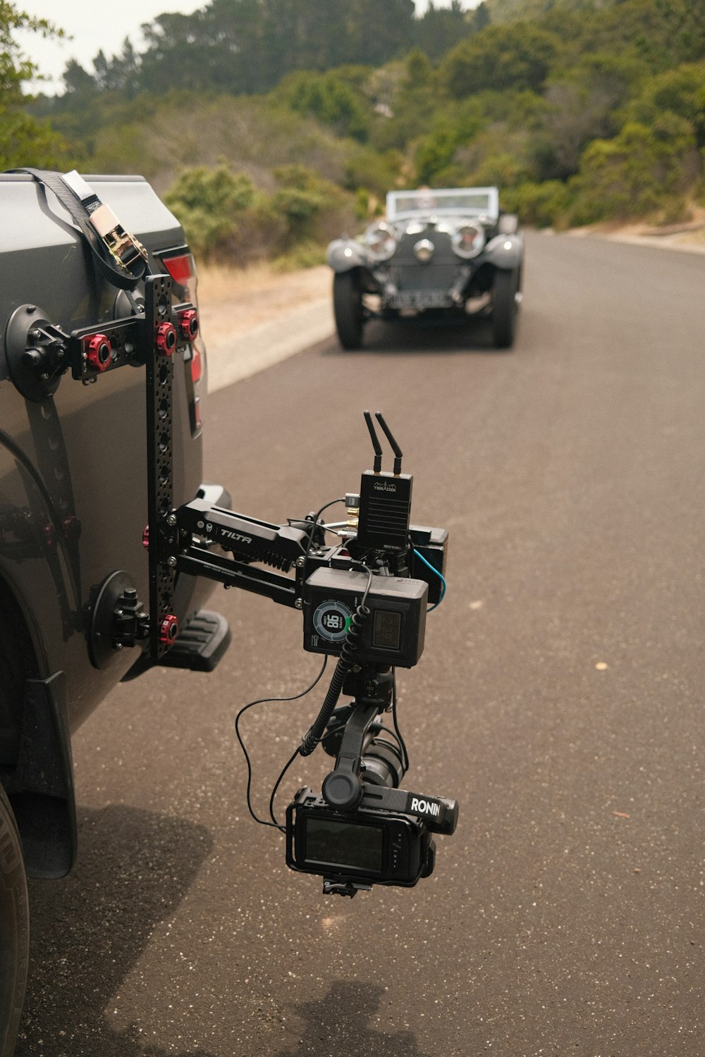 a camera attached to the back of a truck