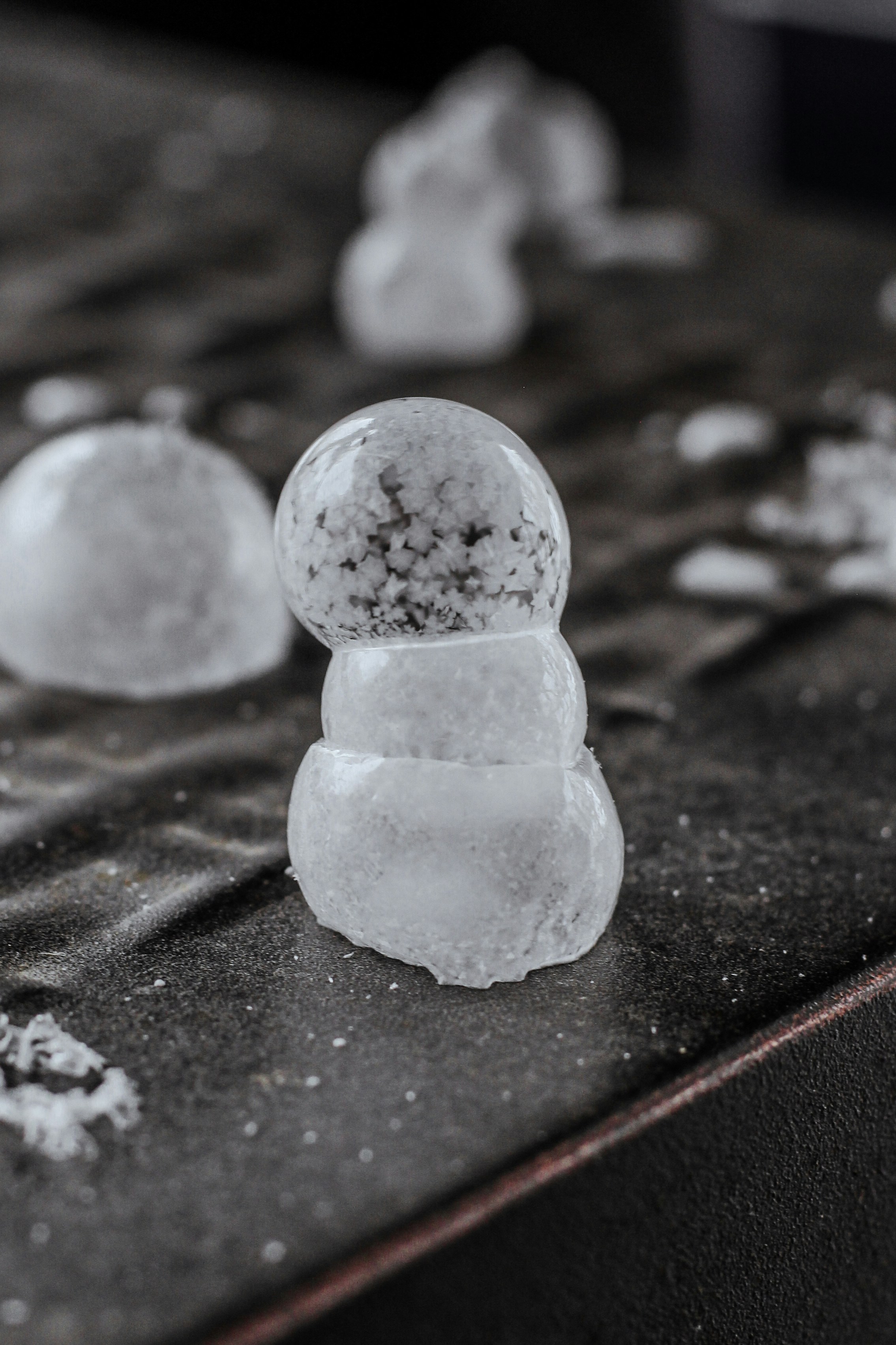 a pile of snowballs sitting on top of a table
