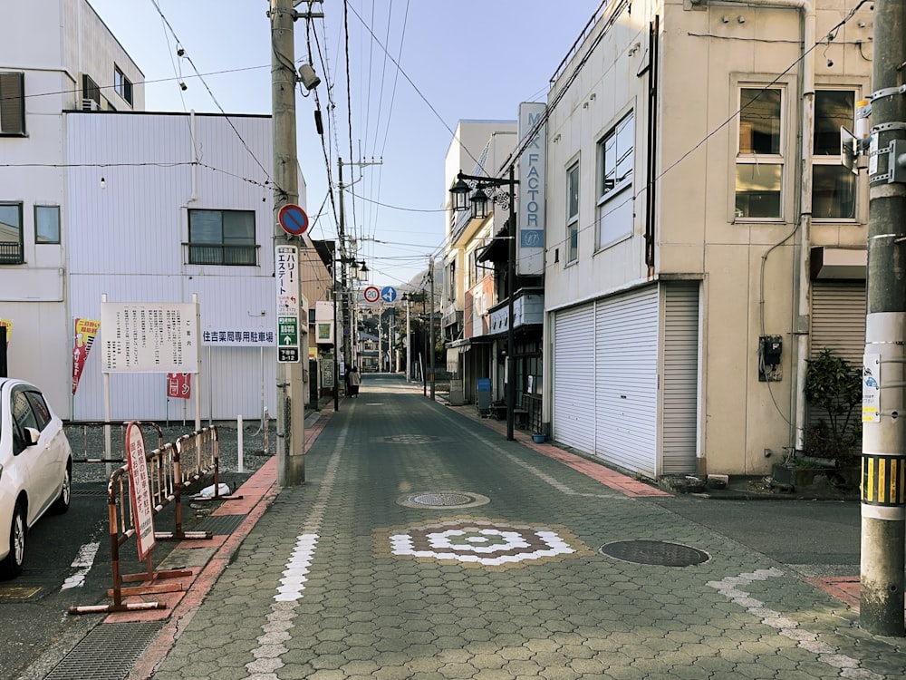 a car parked on the side of a street