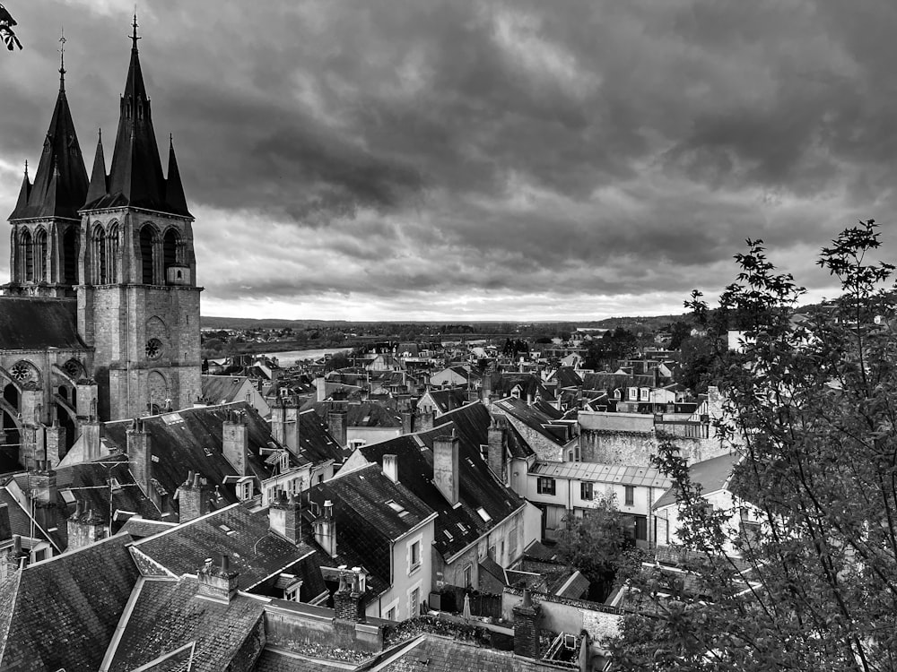 a black and white photo of a city