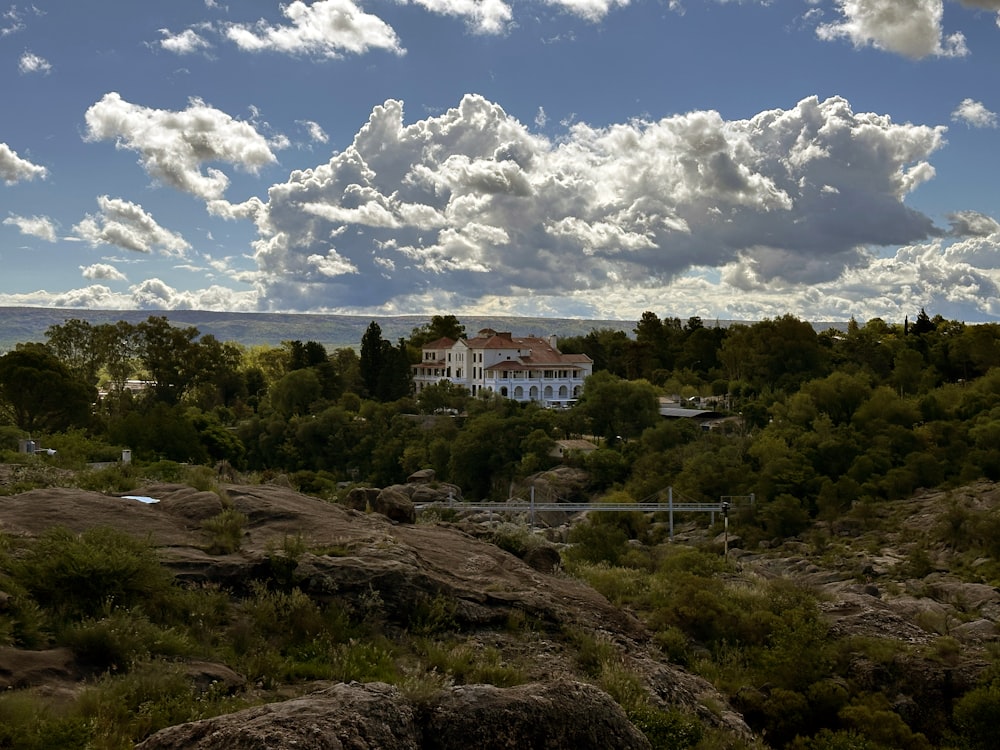 a view of a house from a hill