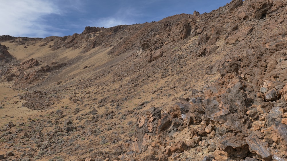 a rocky mountain with a sky background