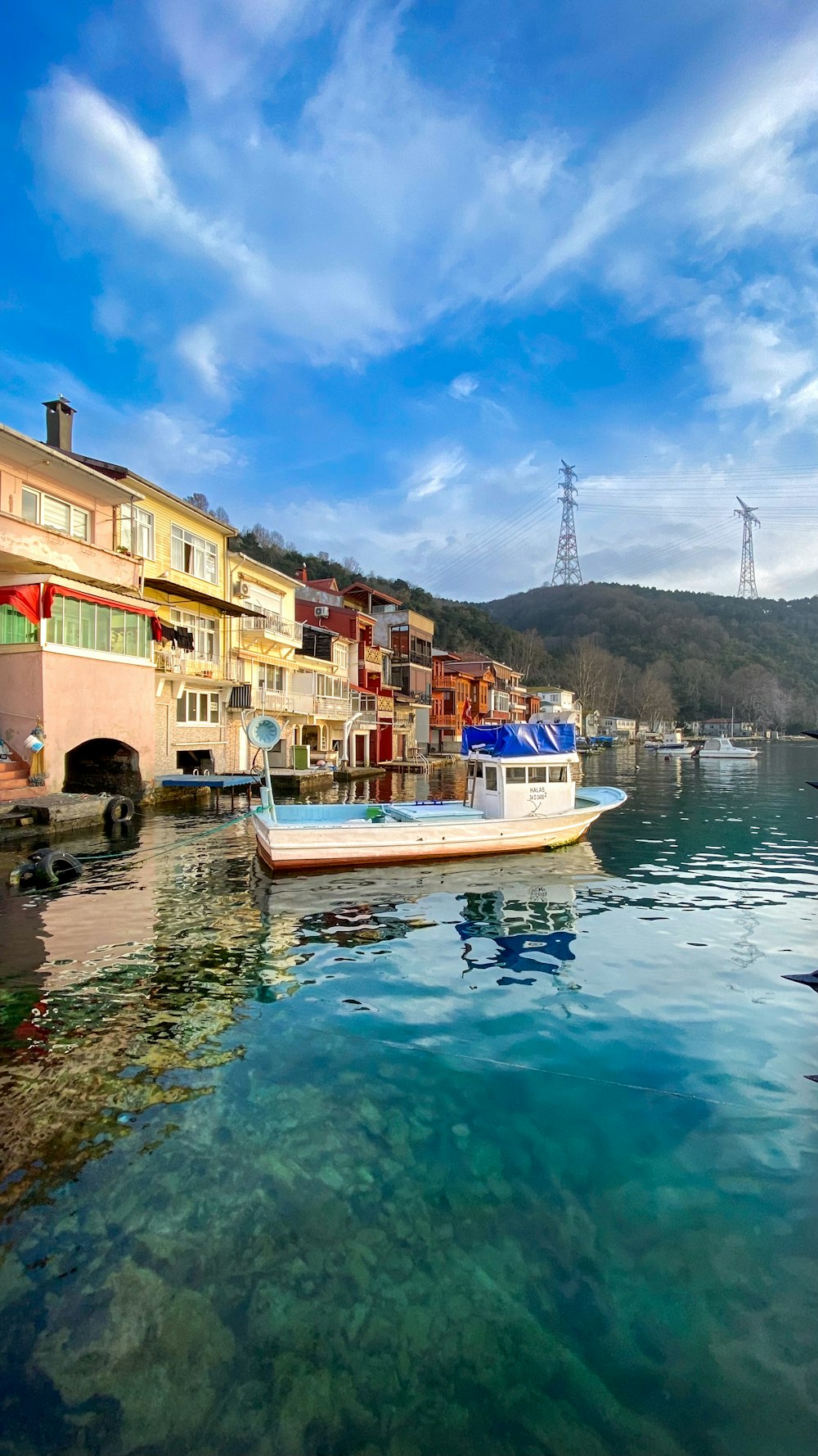 a boat floating on top of a body of water