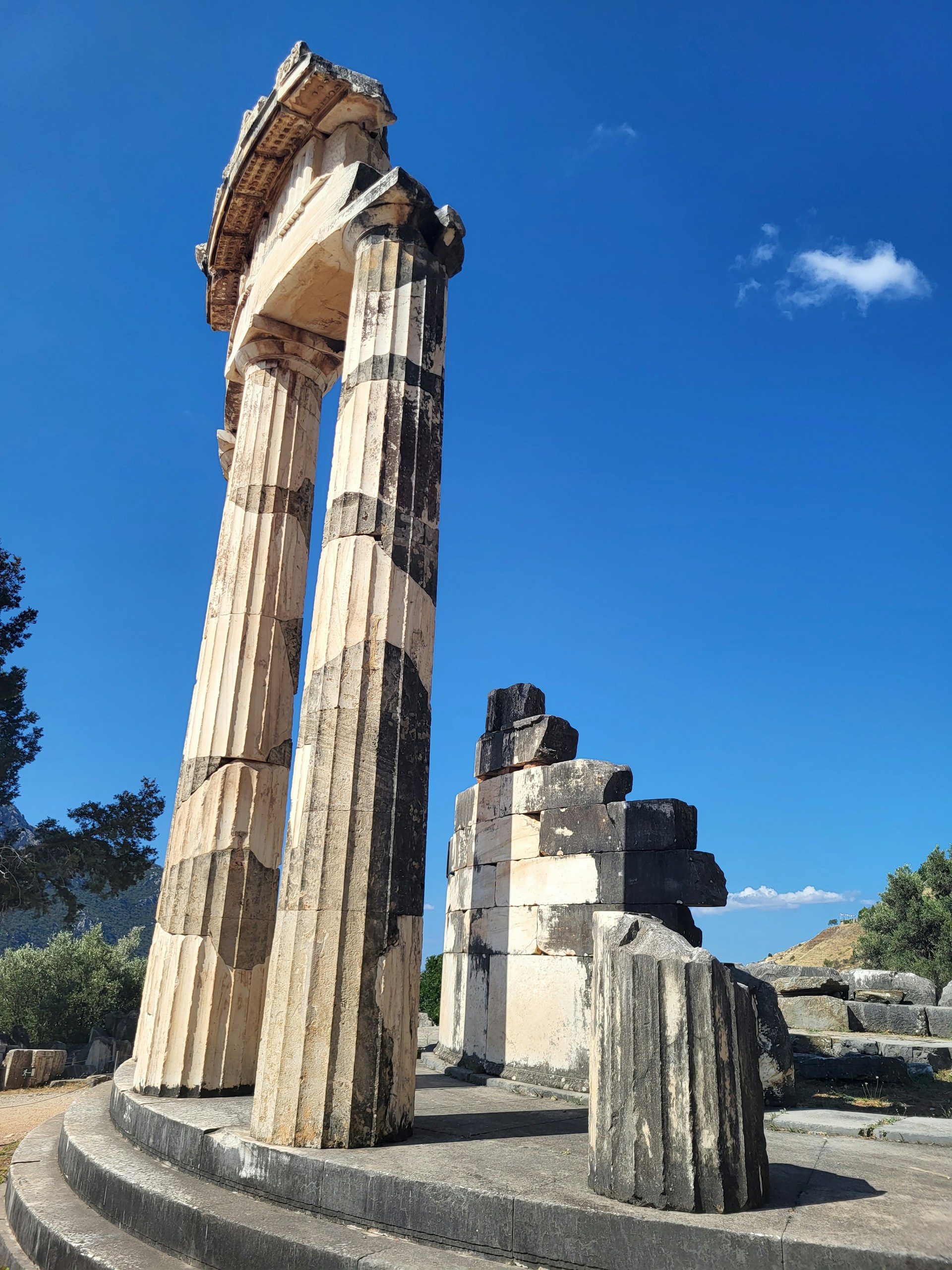 a couple of large pillars sitting next to each other