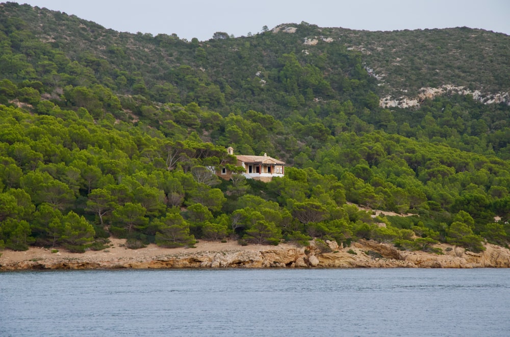 a house on a hill overlooking a body of water