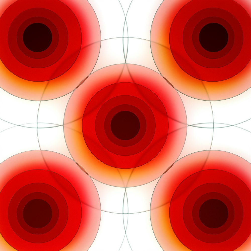 four red circles with a white background