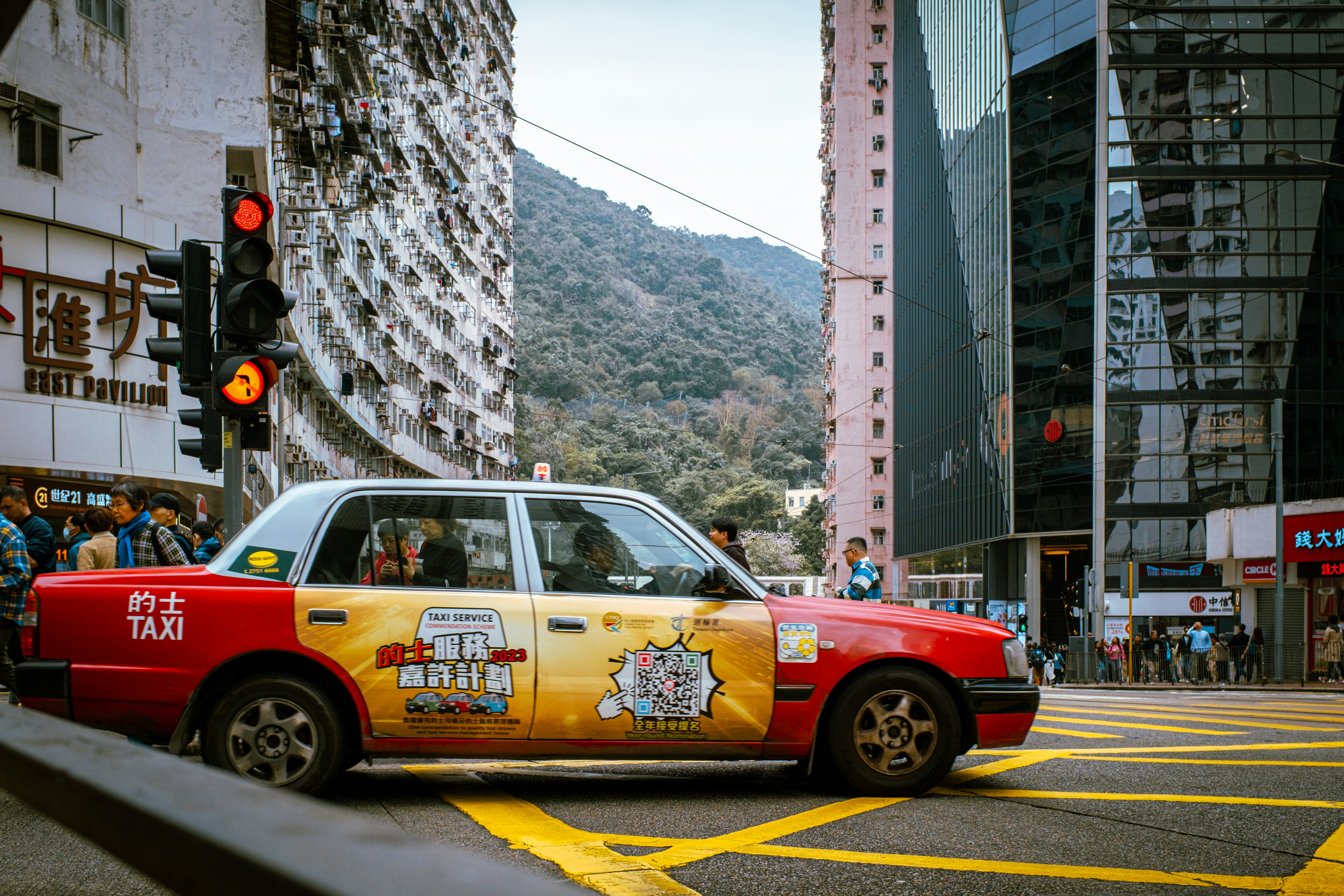 Mountain taxi with sticker