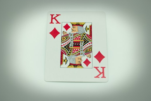 a playing card with the letter k on it