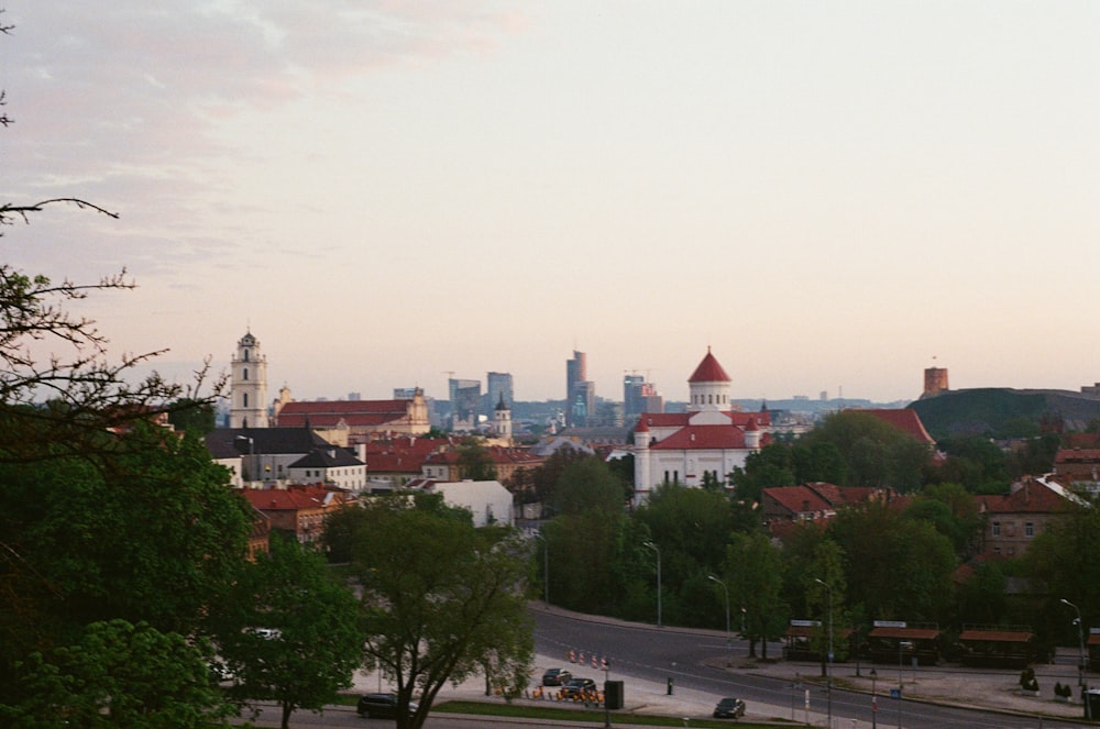 a view of a city from a hill