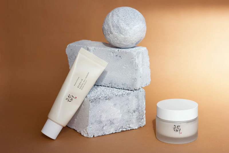 Skincare products arranged for retail display