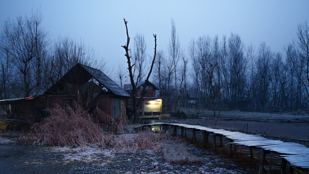 a train traveling down a train track next to a forest