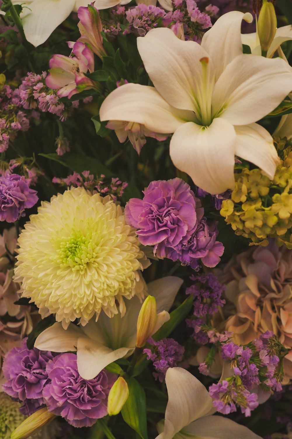 a close up of a bouquet of flowers