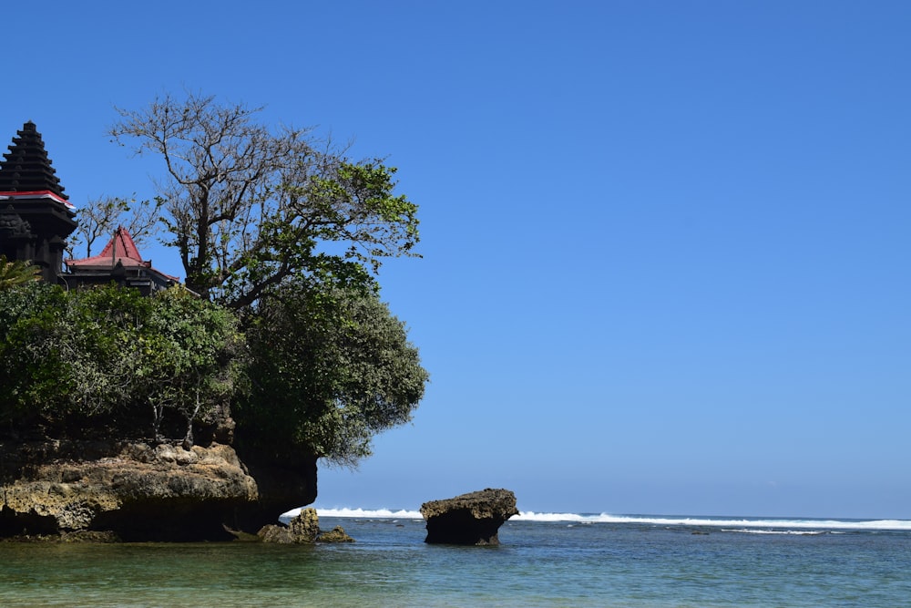 a small island in the middle of a body of water