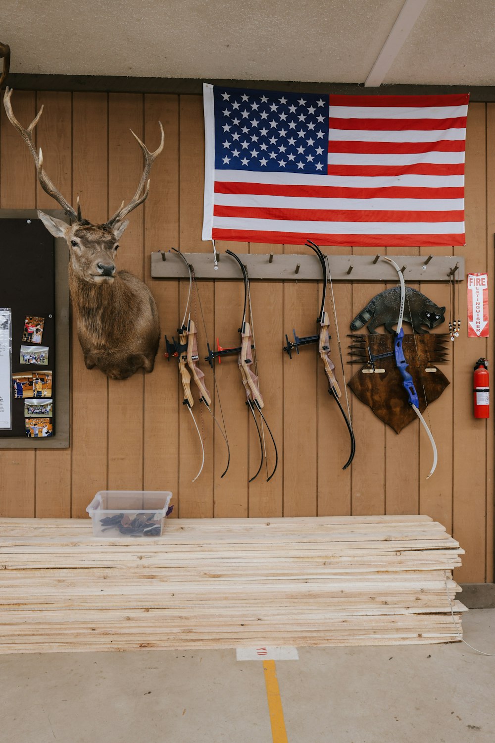 a bunch of deer heads hanging on a wall