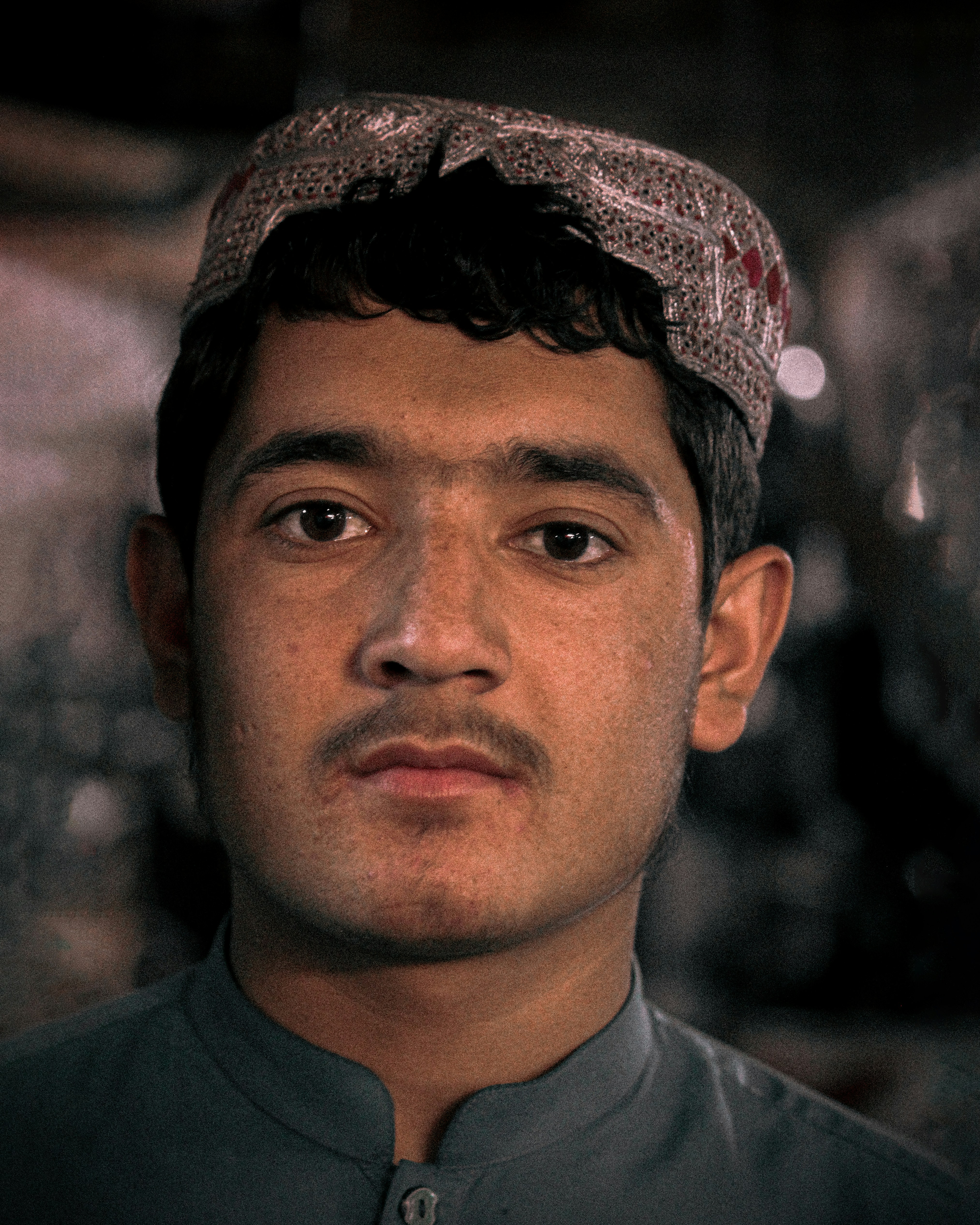 a man with a hat on his head