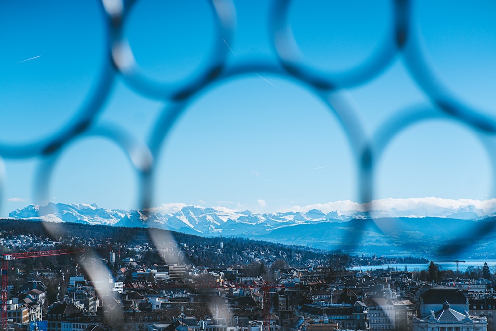 a view of a city through a window