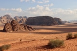 a desert landscape with mountains in the background