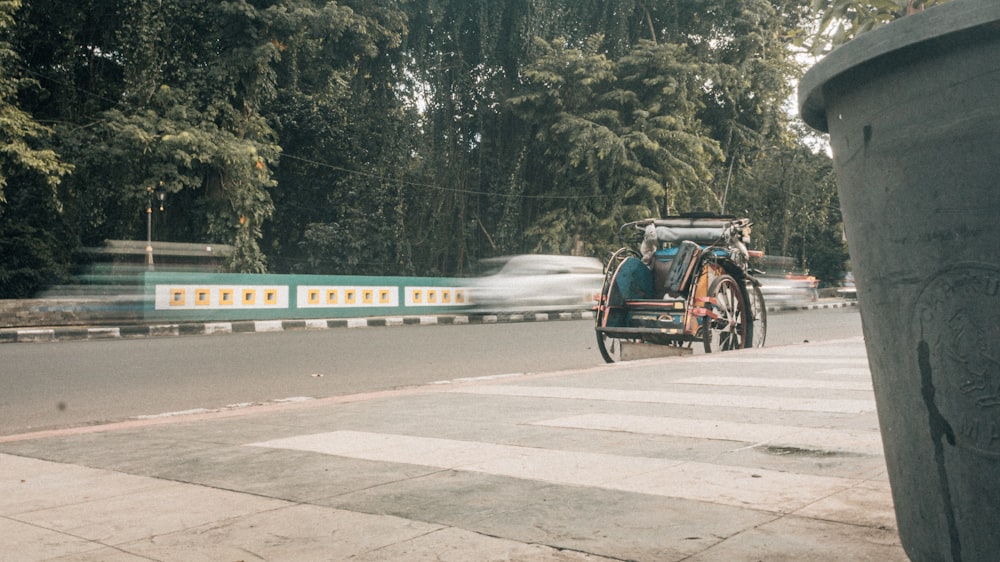 a horse drawn carriage on a city street