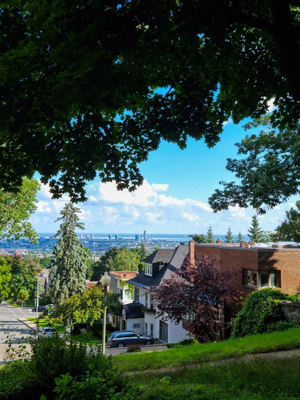 a view of a town from a hill