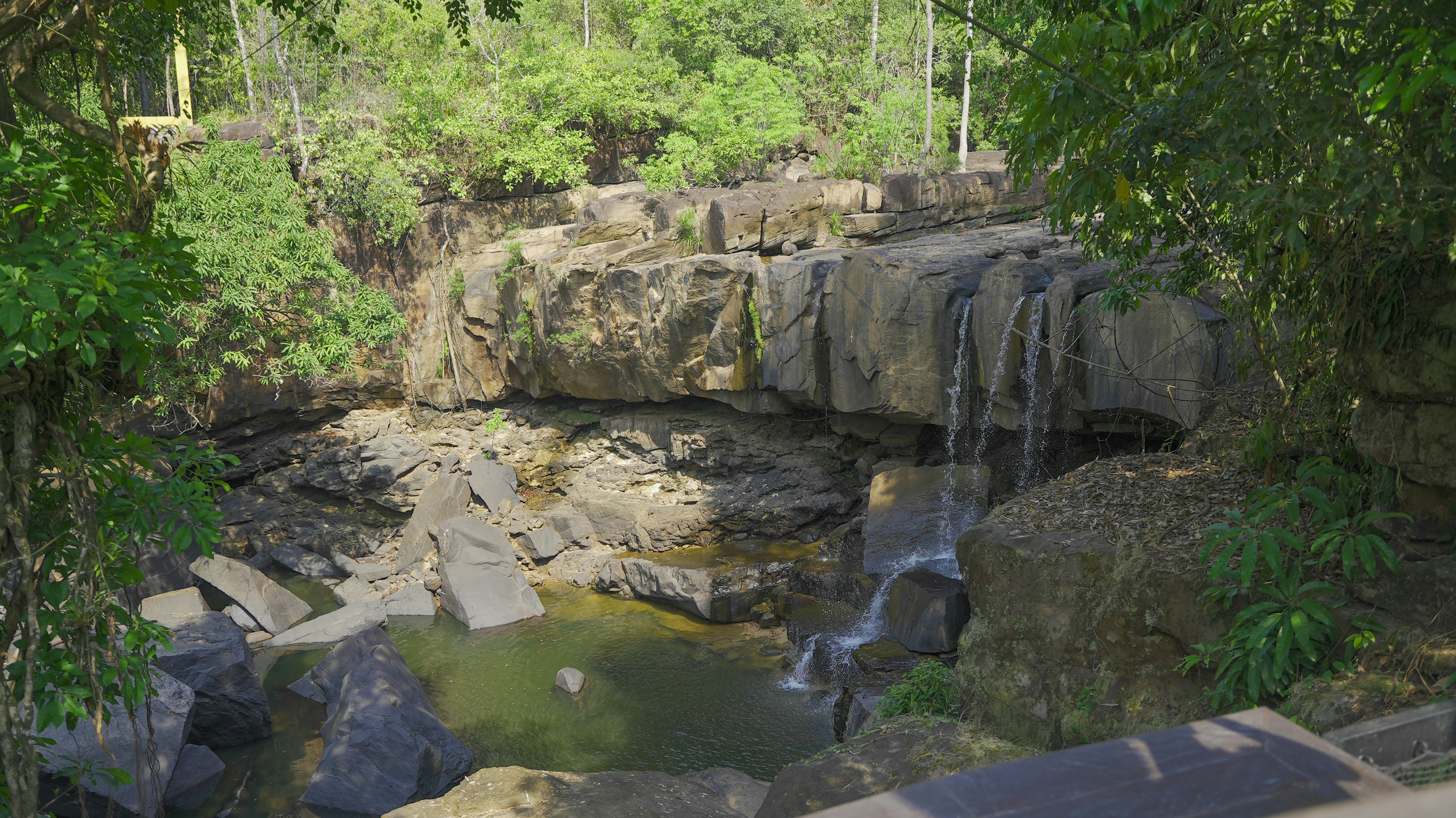 Natural waterfall and birds