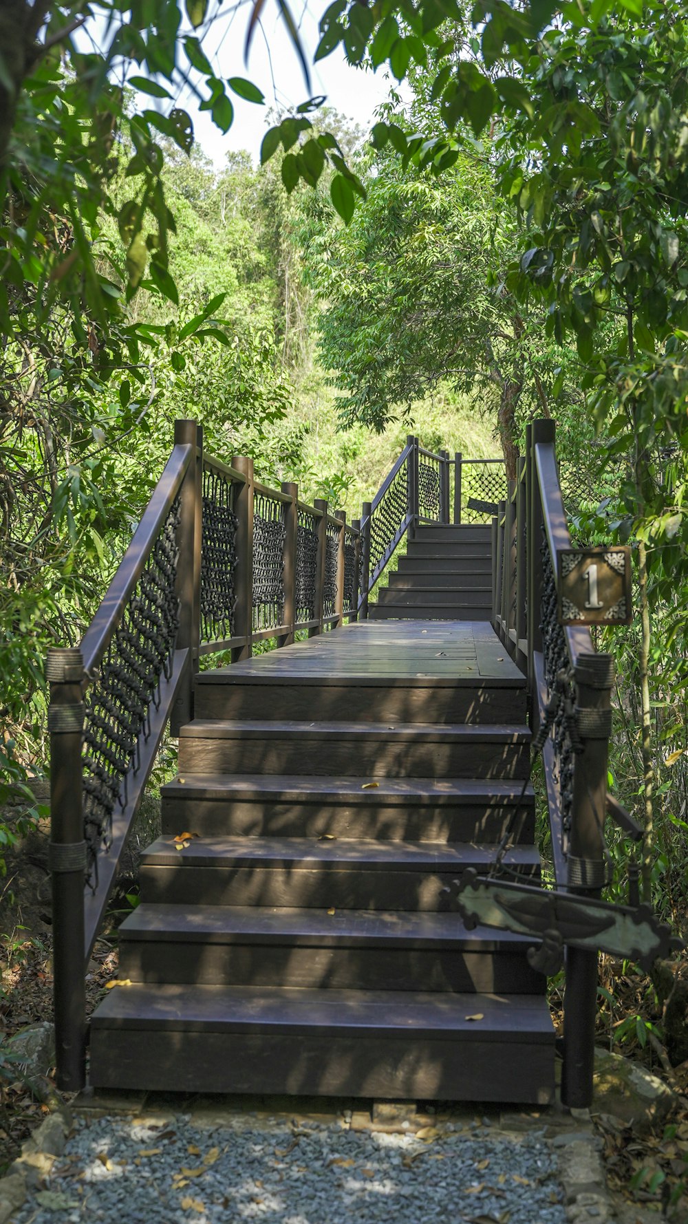 a set of stairs leading up to the top of a hill