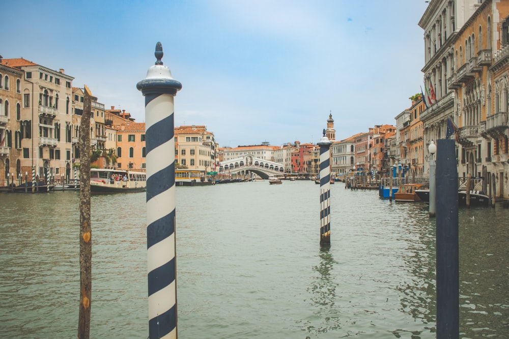 a waterway in a city with tall buildings