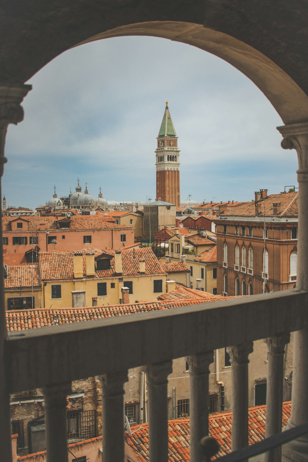 a view of a city from a balcony