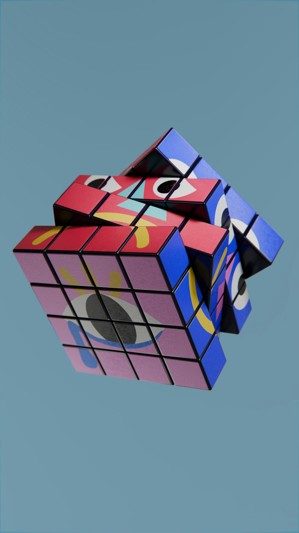 Un cubo de Rubik volando en el cielo