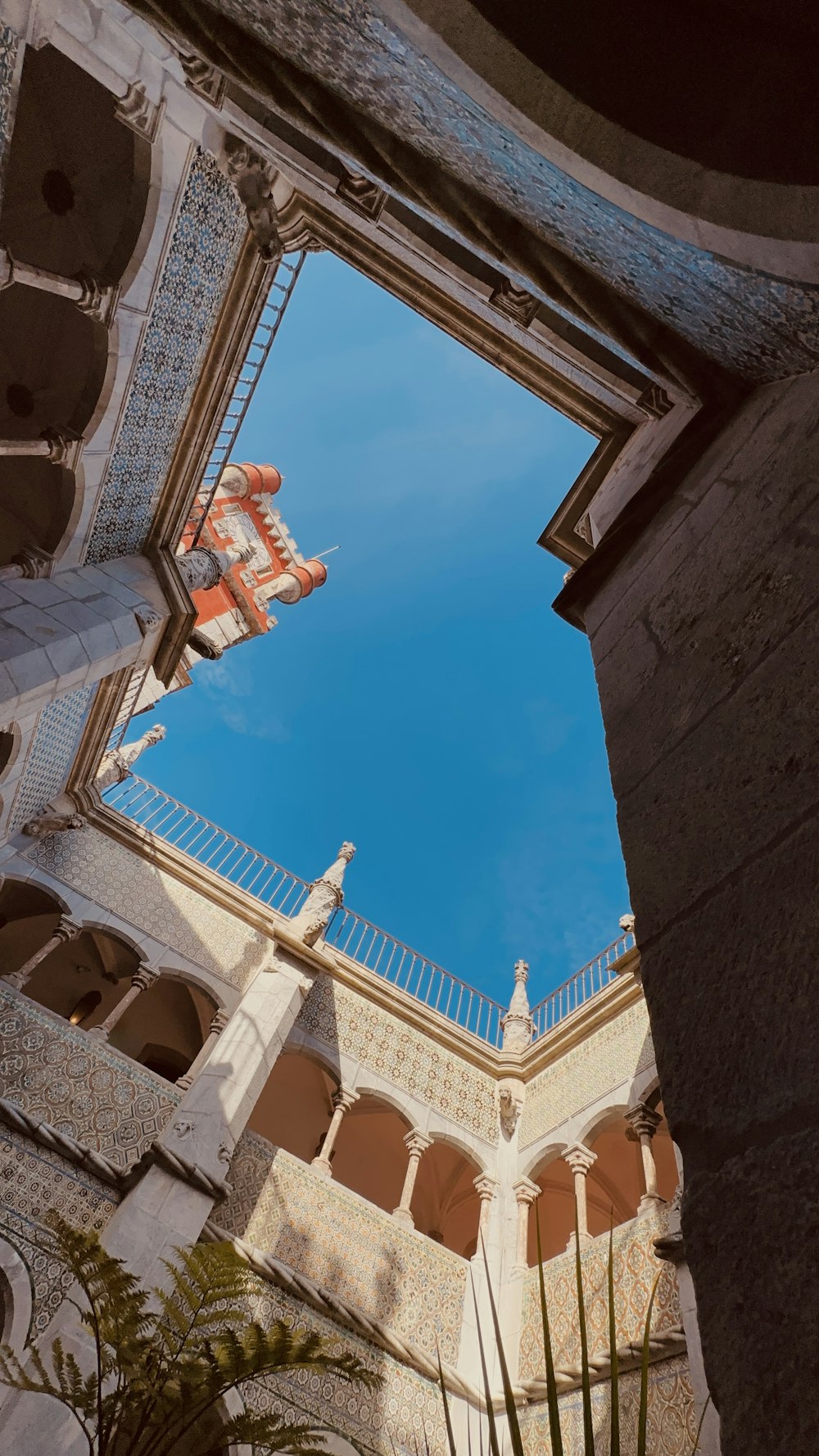 a view of a building through a window