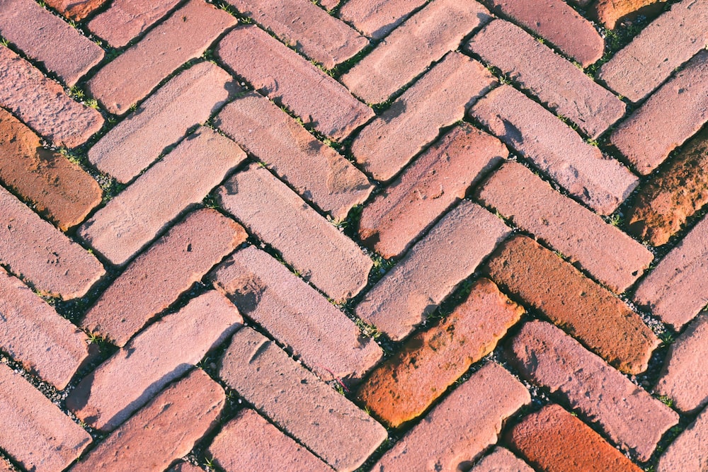 a close up view of a brick sidewalk