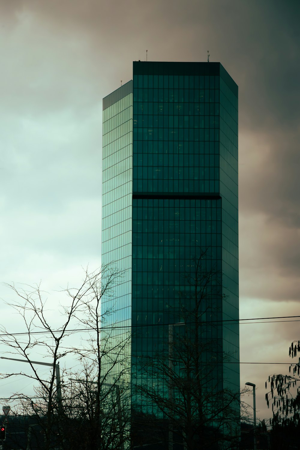 a tall building with a lot of windows on top of it