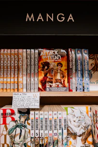 a bookshelf with many books on it