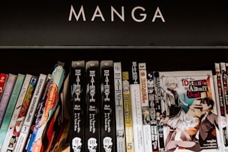 a bunch of books that are on a shelf