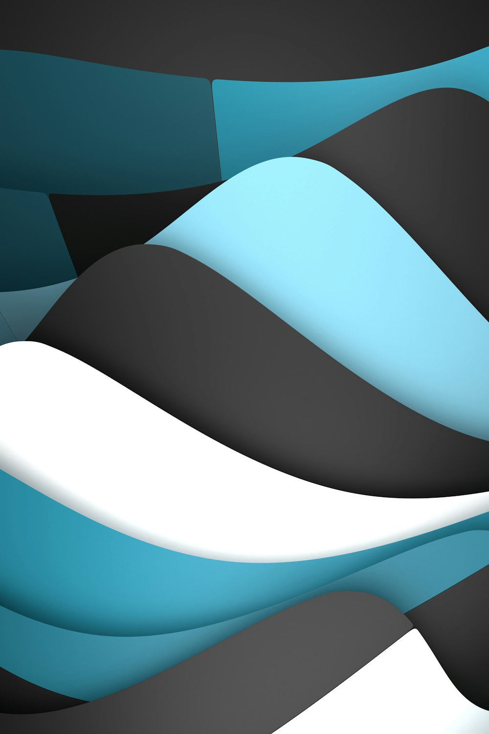 a black and blue abstract background with white and black curves